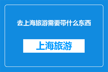 去上海旅游需要带什么东西