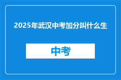 2025年武汉中考加分叫什么生