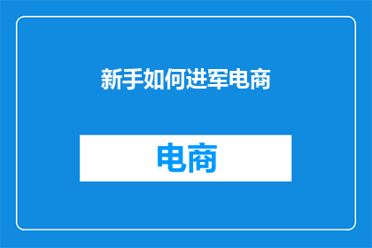 新手如何进军电商