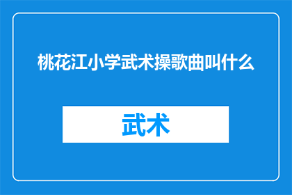 桃花江小学武术操歌曲叫什么