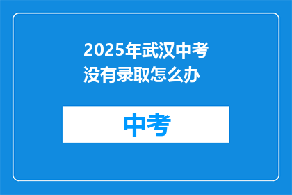 2025年武汉中考没有录取怎么办
