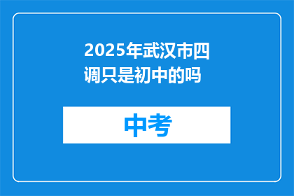 2025年武汉市四调只是初中的吗