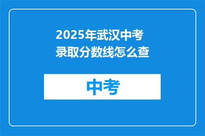 2025年武汉中考录取分数线怎么查