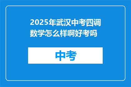 2025年武汉中考四调数学怎么样啊好考吗