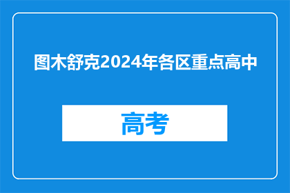 图木舒克2024年各区重点高中