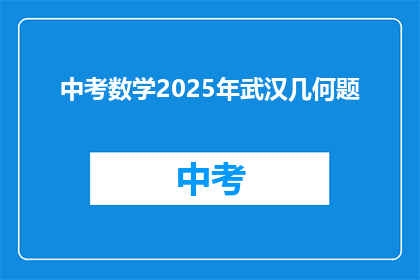 中考数学2025年武汉几何题