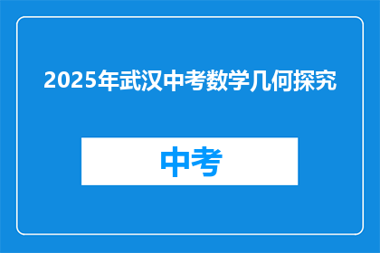 2025年武汉中考数学几何探究