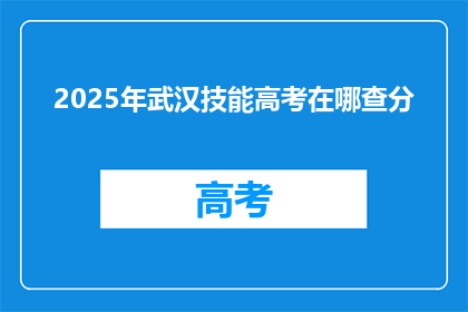2025年武汉技能高考在哪查分