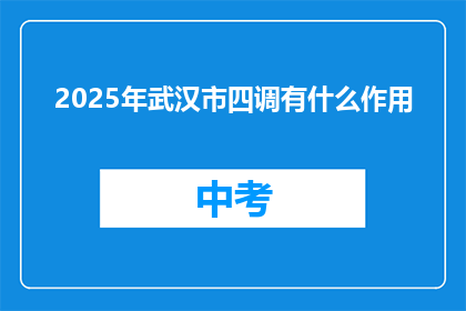 2025年武汉市四调有什么作用
