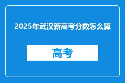 2025年武汉新高考分数怎么算