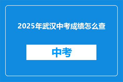 2025年武汉中考成绩怎么查