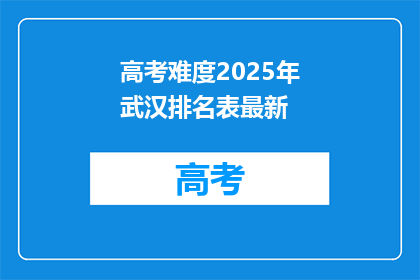高考难度2025年武汉排名表最新