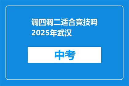 调四调二适合竞技吗2025年武汉