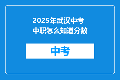 2025年武汉中考中职怎么知道分数