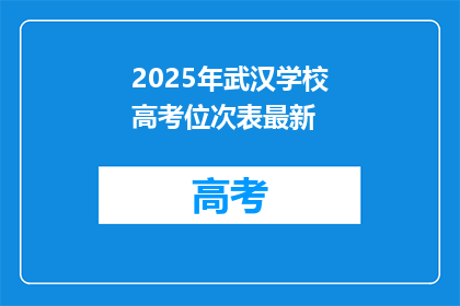 2025年武汉学校高考位次表最新