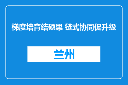 梯度培育结硕果 链式协同促升级