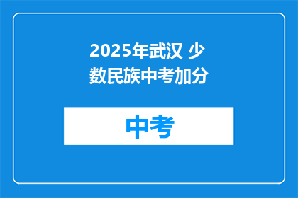2025年武汉 少数民族中考加分