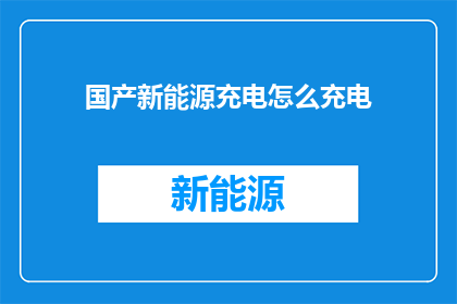 国产新能源充电怎么充电