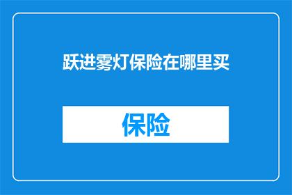 跃进雾灯保险在哪里买