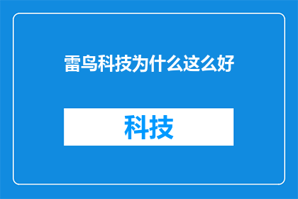雷鸟科技为什么这么好