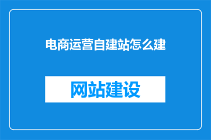 电商运营自建站怎么建