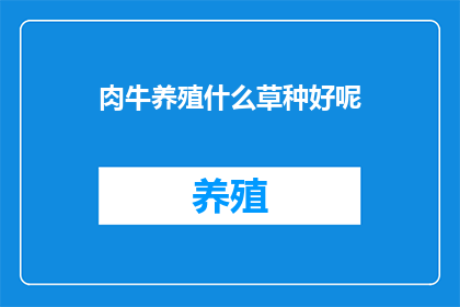 肉牛养殖什么草种好呢