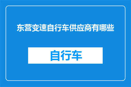 东营变速自行车供应商有哪些