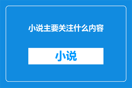 小说主要关注什么内容