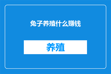 兔子养殖什么赚钱