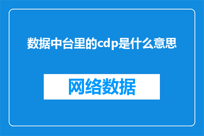 数据中台里的cdp是什么意思