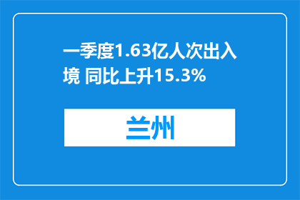 一季度1.63亿人次出入境 同比上升15.3%