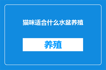 猫咪适合什么水盆养殖