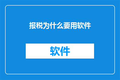 报税为什么要用软件