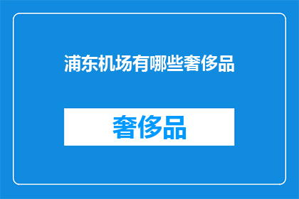 浦东机场有哪些奢侈品