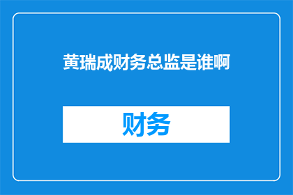 黄瑞成财务总监是谁啊