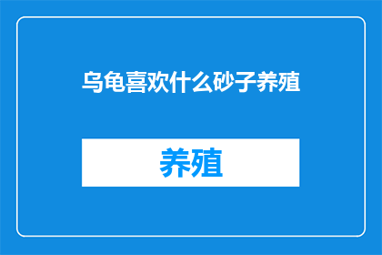 乌龟喜欢什么砂子养殖