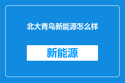 北大青鸟新能源怎么样