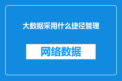 大数据采用什么捷径管理