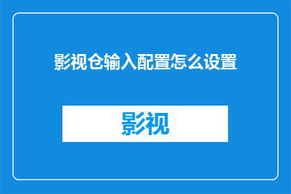 影视仓输入配置怎么设置