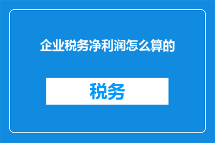 企业税务净利润怎么算的