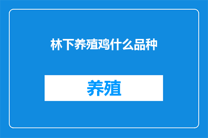 林下养殖鸡什么品种