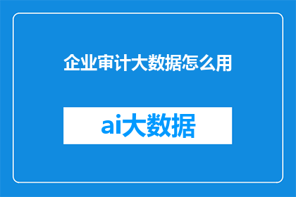 企业审计大数据怎么用
