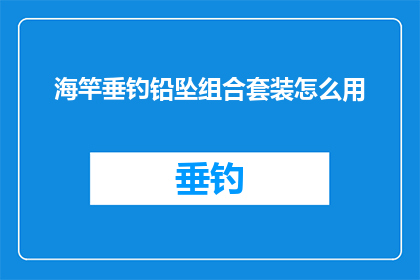 海竿垂钓铅坠组合套装怎么用
