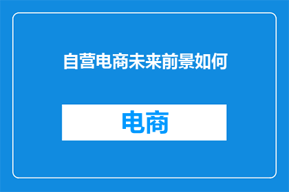 自营电商未来前景如何