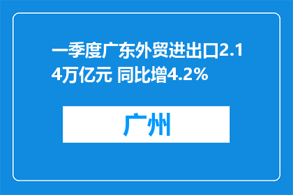 一季度广东外贸进出口2.14万亿元 同比增4.2%