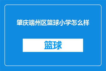 肇庆端州区篮球小学怎么样