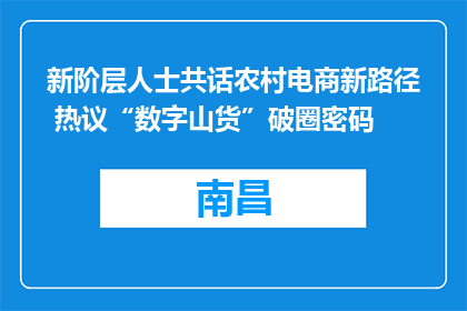 新阶层人士共话农村电商新路径 热议“数字山货”破圈密码