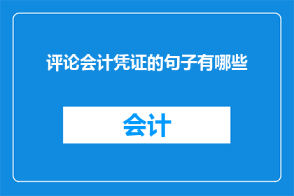 评论会计凭证的句子有哪些