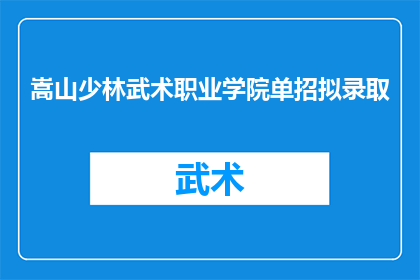 嵩山少林武术职业学院单招拟录取