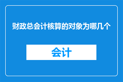 财政总会计核算的对象为哪几个